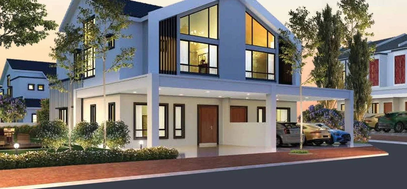 Pulai Height freehold Semi-Detached home official render at dusk, Botani Ipoh